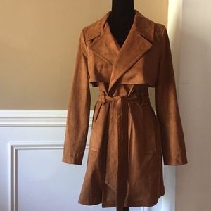 NWOT Amaryllis Suede-Like Trench Coat Sz M